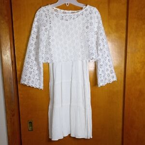 ZARA White Lace Overlay Easter Sunday  Dress Size 9